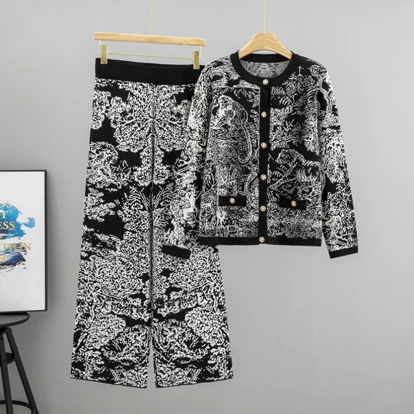 Jacquard Landscape Painting  Knitted Set