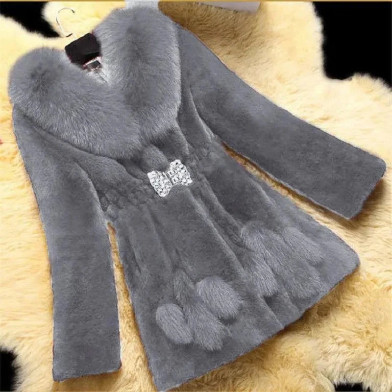 Med-length imitation mink fur jackets