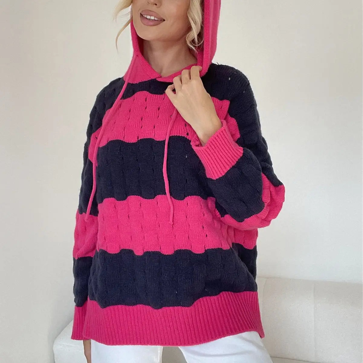 Knitwear Striped Sweater Hoodie