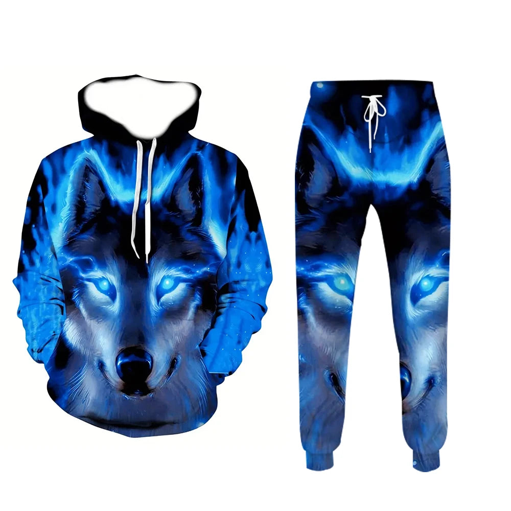 NEW Hoodies Set 3D Print Animal Patterns Men Tracksuit Sets