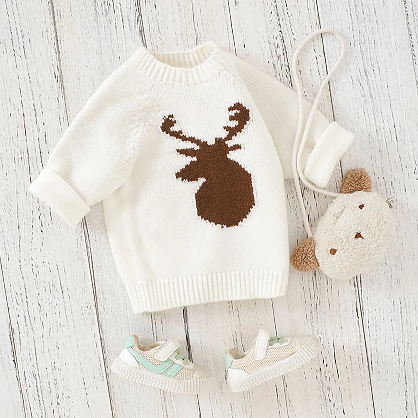 Girls Deer Full Sleeves Sweaters