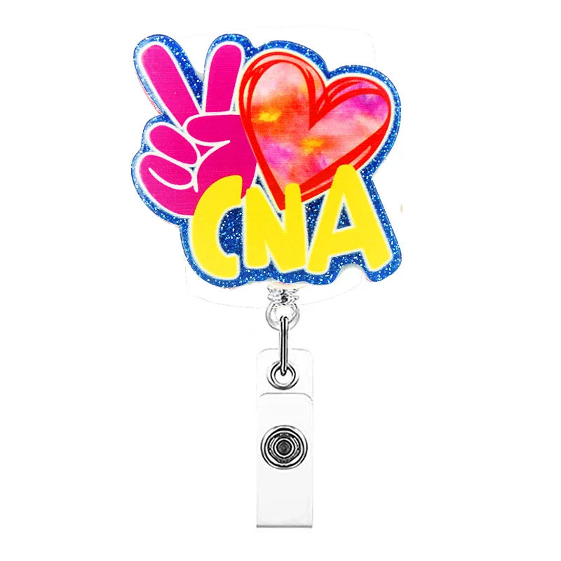 Glitter Acrylic "CNA Life" Nurse Retractable ID Badge Holder