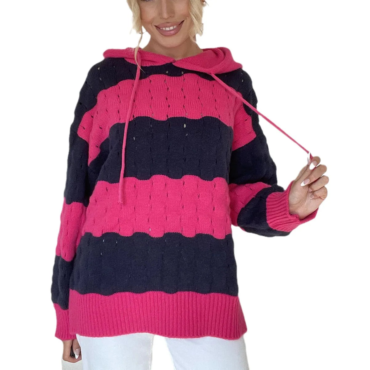 Knitwear Striped Sweater Hoodie