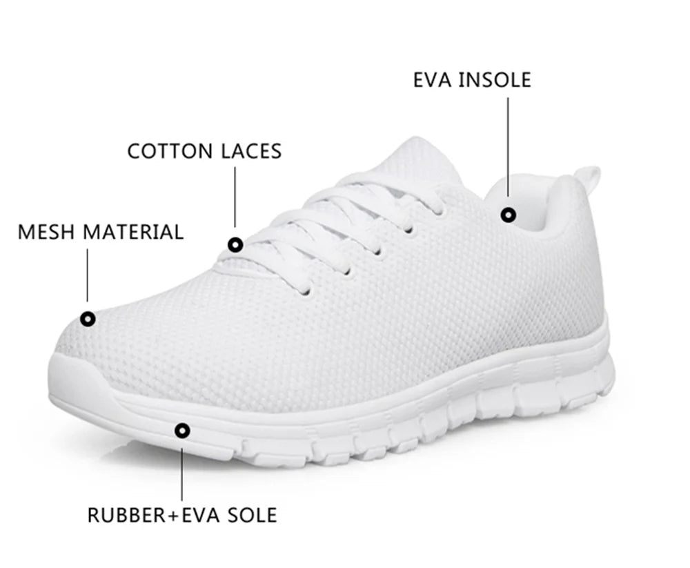 Colorful Gradient Nurse/Stethoscope Heartbeat Print Flat Sneakers