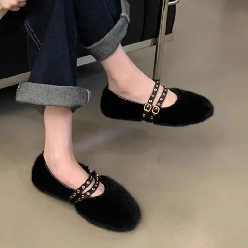 Fur Ballet Flats