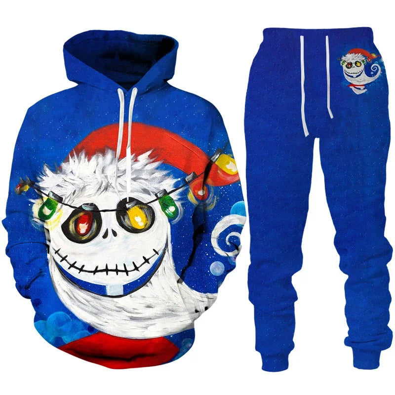 3D Print Hoodies 2pcs Christmas Tracksuit