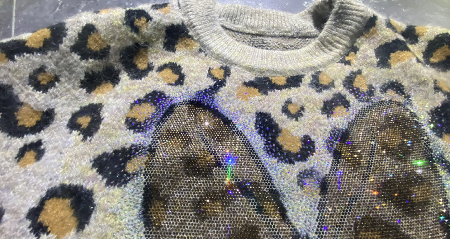 Vintage Leopard Printed Oversized  Daisey Sweaters