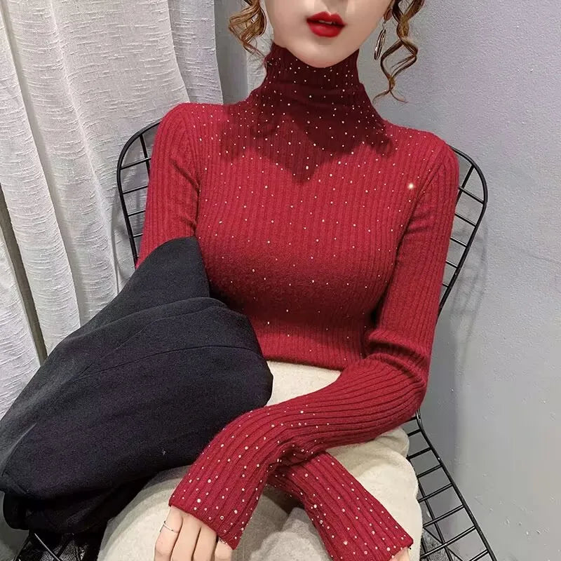 Bling Turtleneck Knitted Sweater