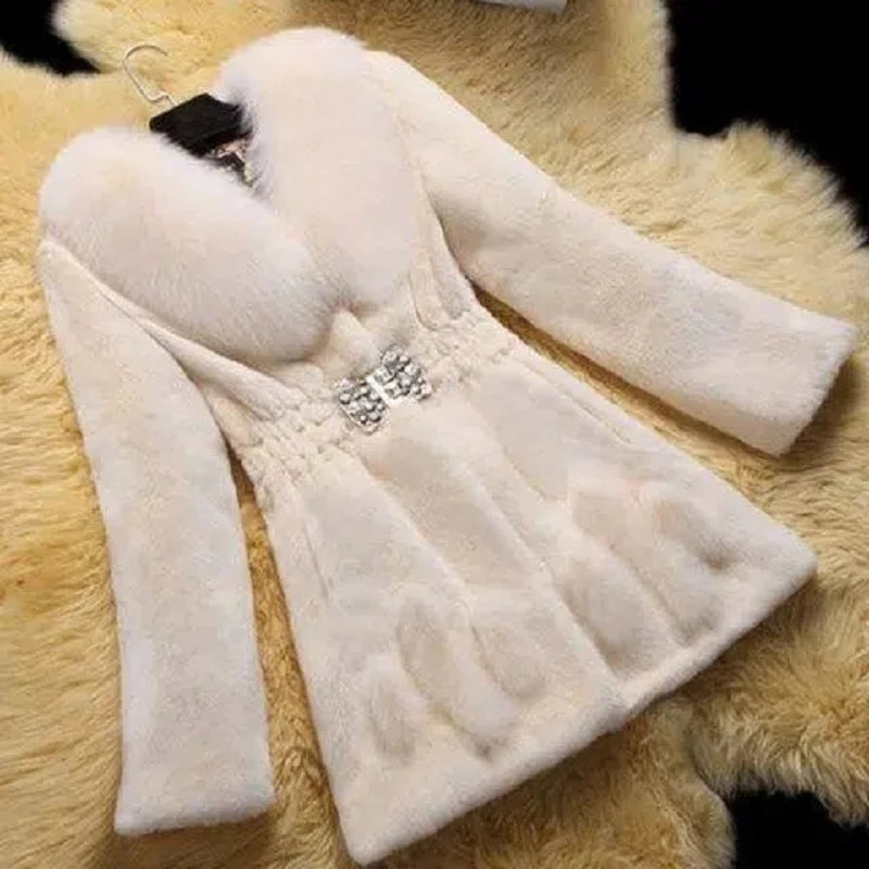 Med-length imitation mink fur jackets