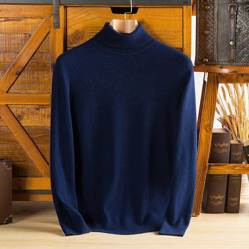 100% Pure Cashmere Wool Turtleneck Sweaters For Men