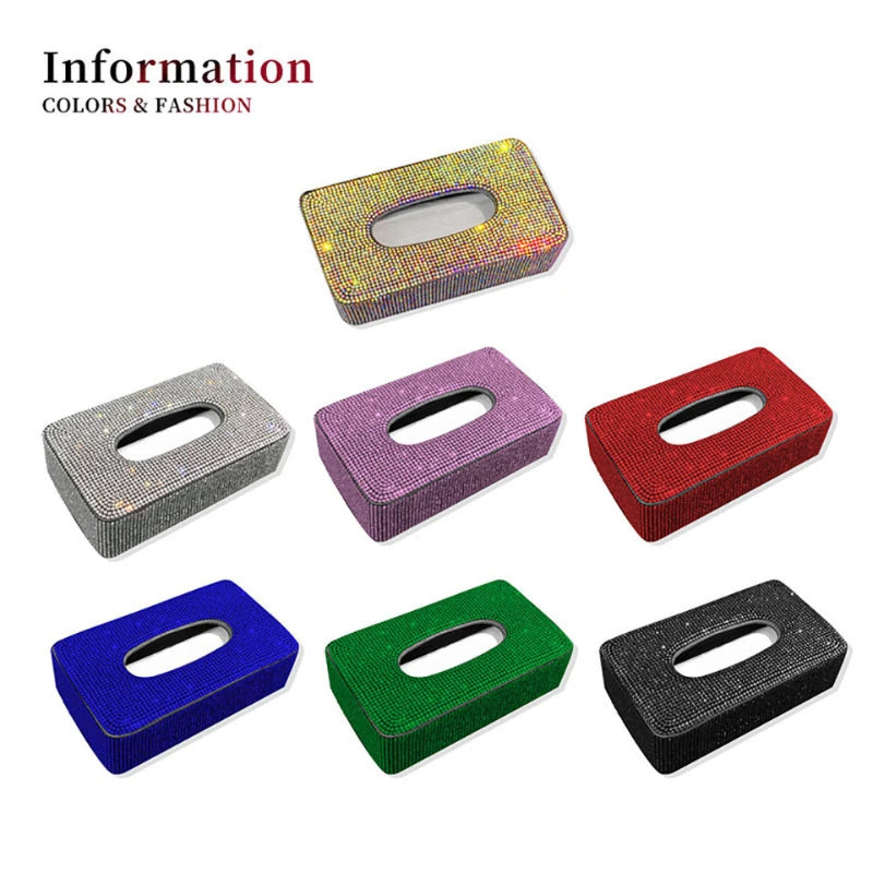 New Luxury Rhinestone Car Tissue Box Holder