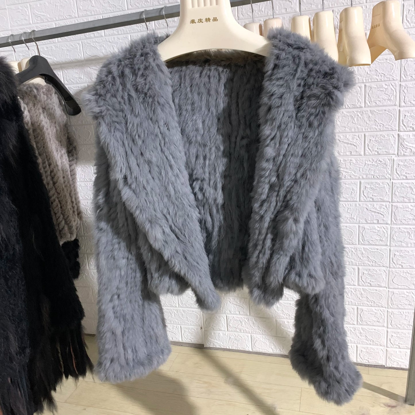 100%  Real Rabbit Fur Coat