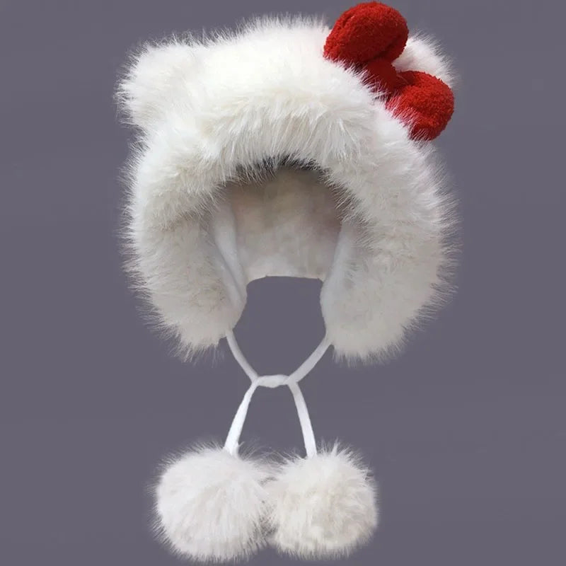 Hello Kitty Big White Fur Hat