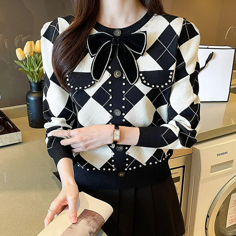 Winter Round Neck Bow Thickened Sweater