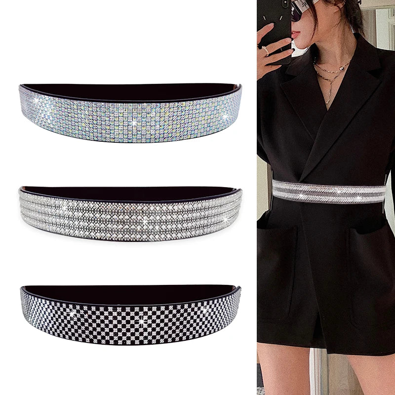 Shiny Rhinestone Elastic Corset Belt