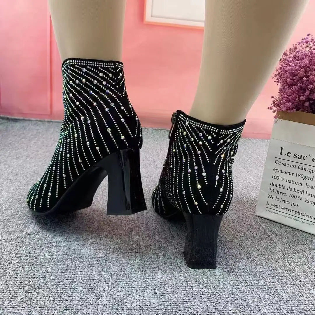 New Women Rhinestone Ankle Boots