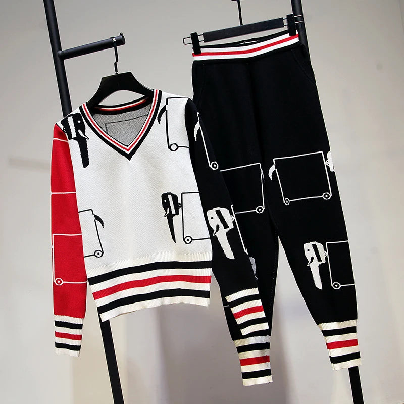 White Knitted Tracksuit Set