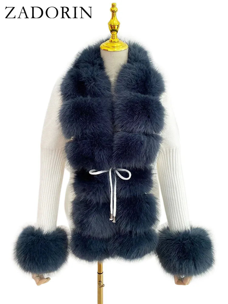 Luxury Fur Cardigan Knit Winter Sweater