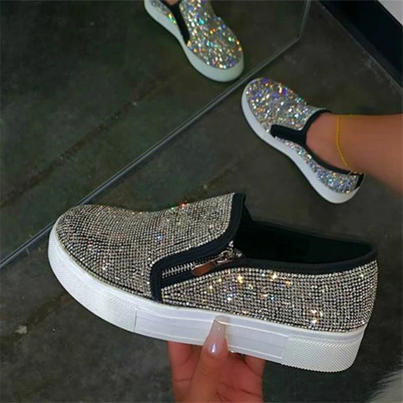 Rhinestone Bling Platform Loafer Style Sneaker