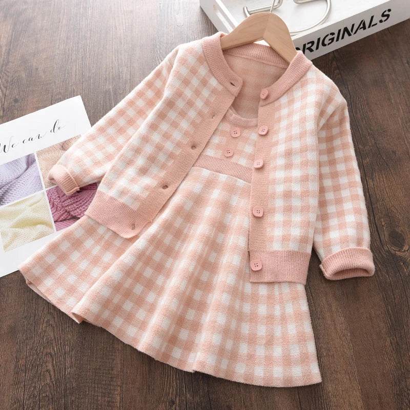 Girls Sweater Dress 2pcs Set