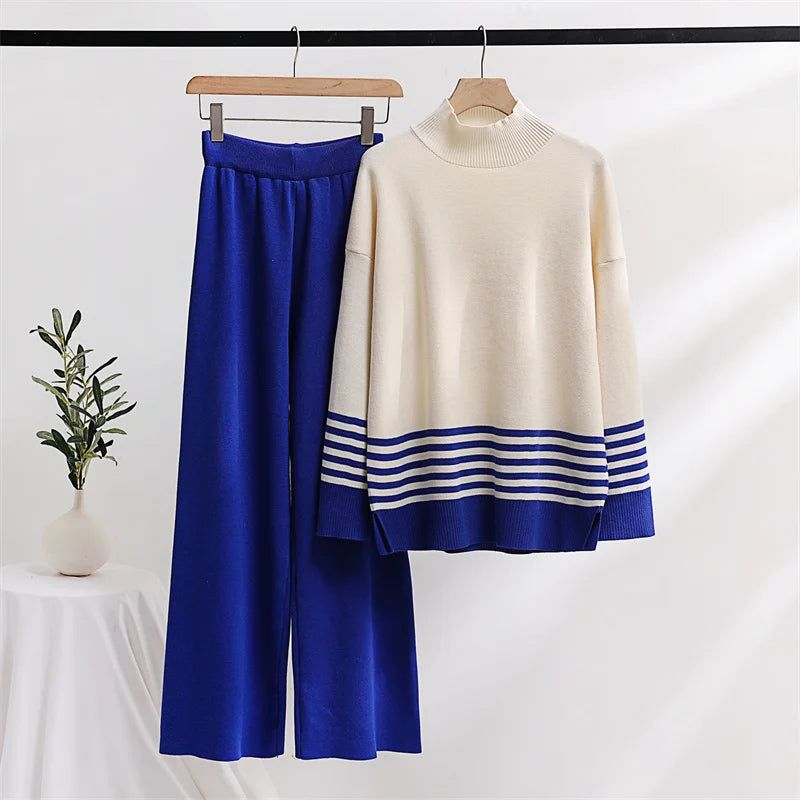 Casual Stripped Knitted Two Piece Sets