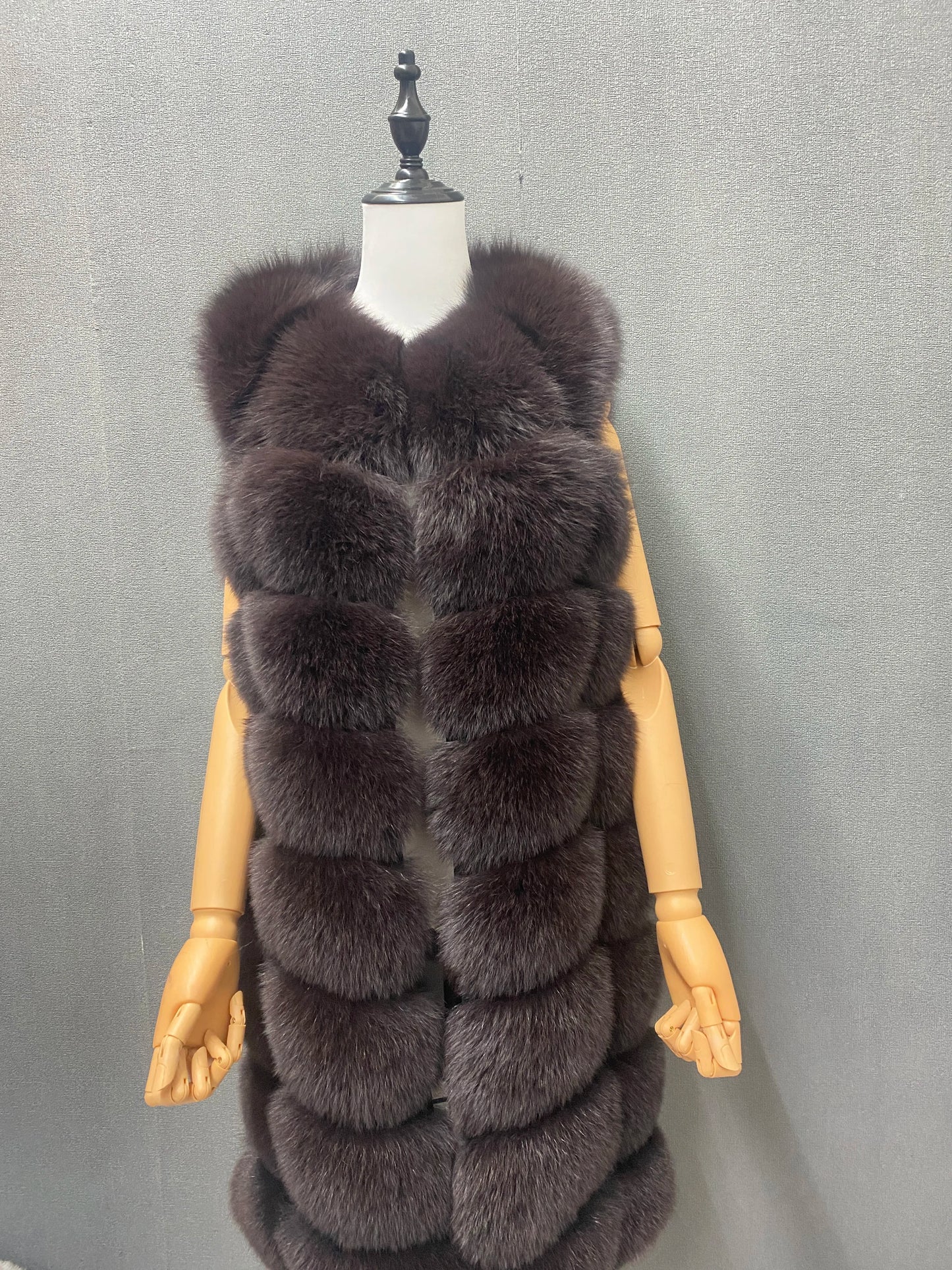 Natural Real Fox Fur Long Vest