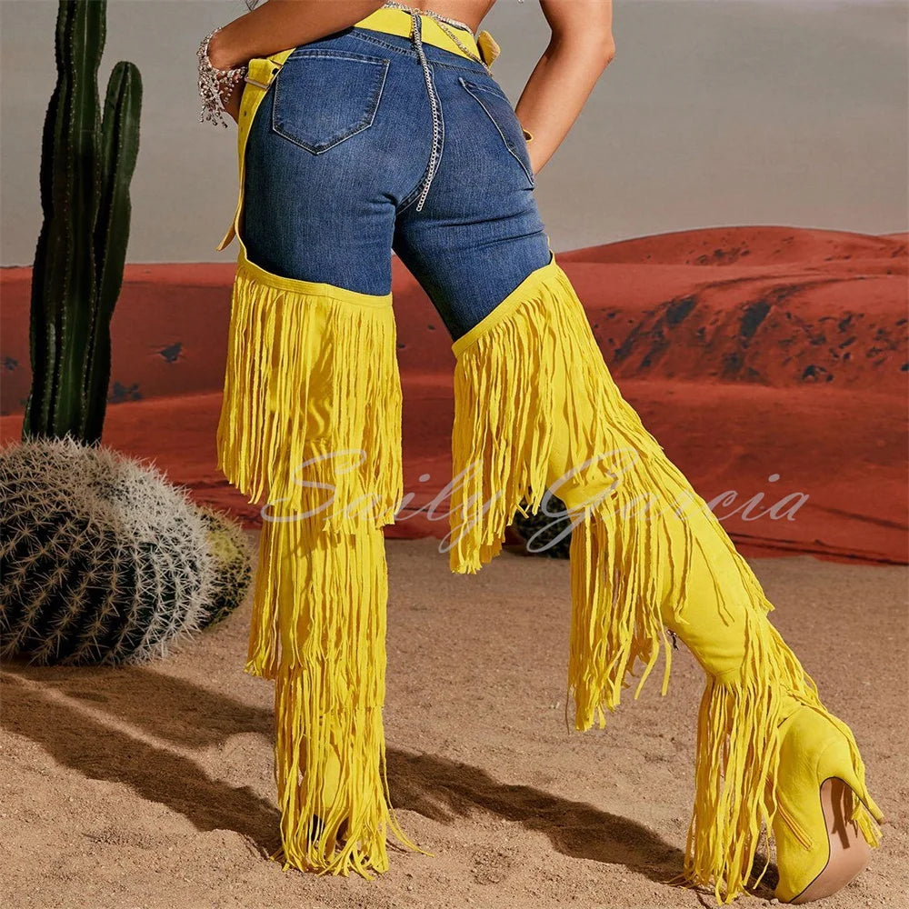Fringe High Heel Over The Knee Boots