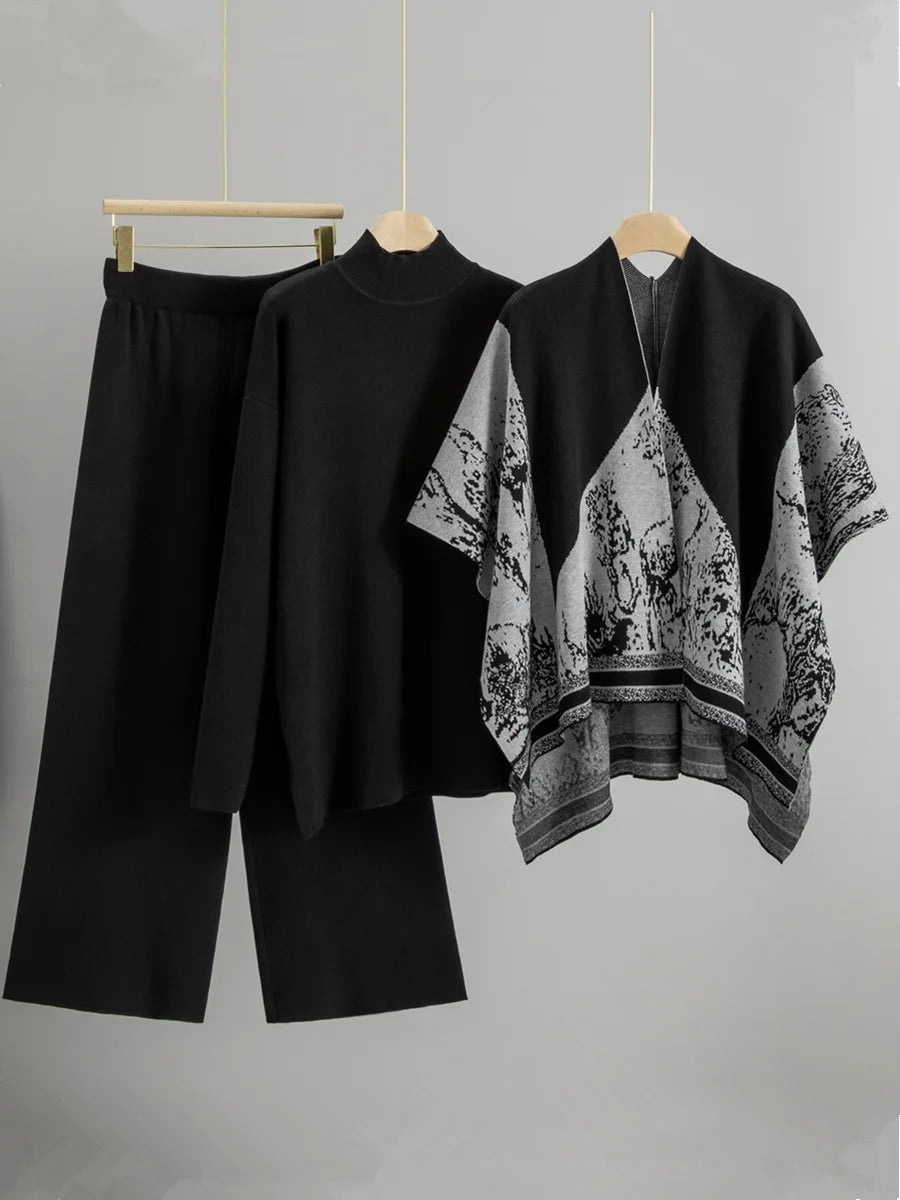 3 Piece  Turtleneck Sweater Pants Set