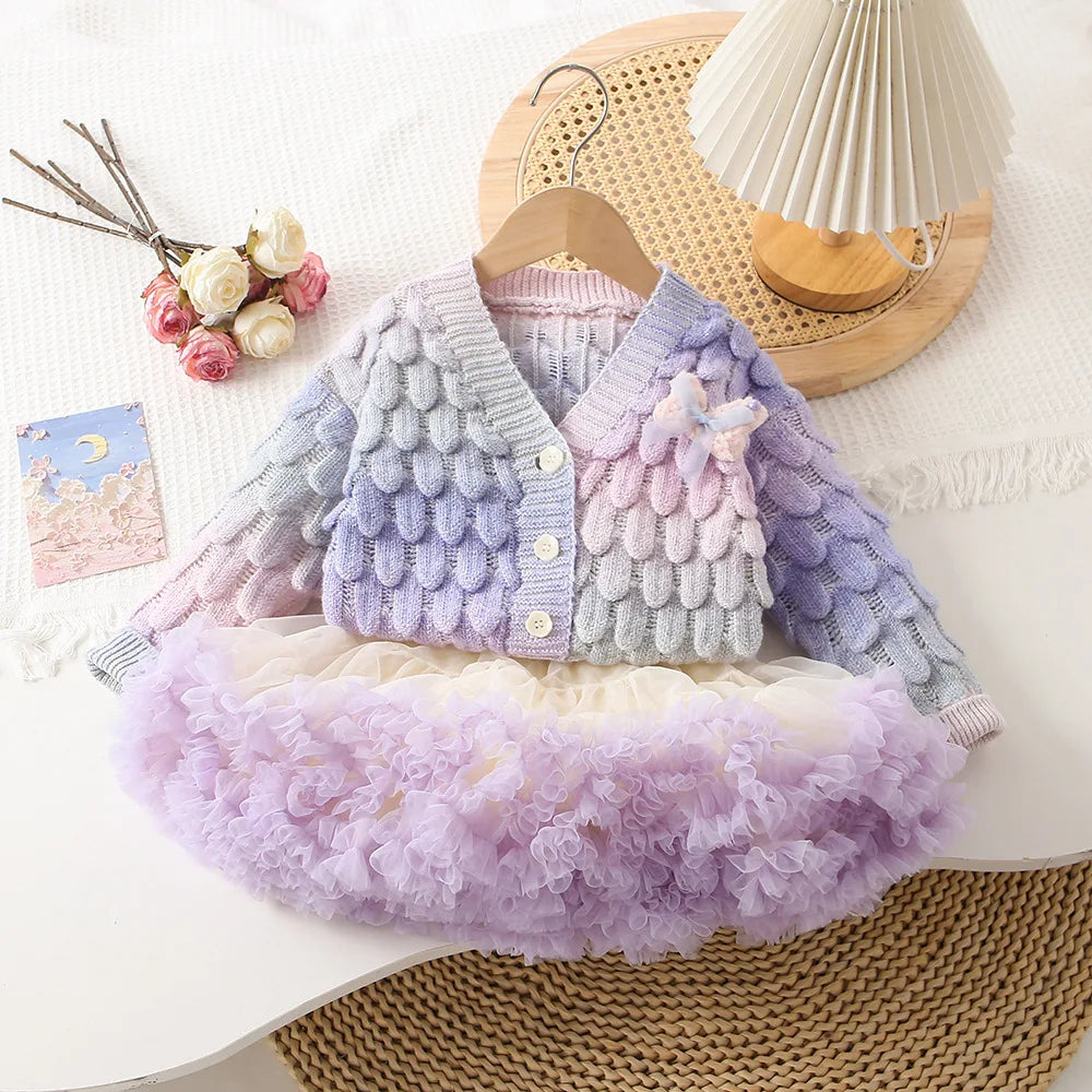 Girls Knitted Tutu Skirts 2pcs Suit