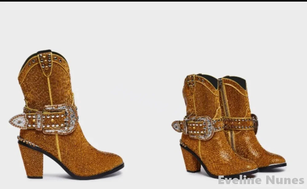 Luxury Sparkling Rhinestone Western Cowboy Boots