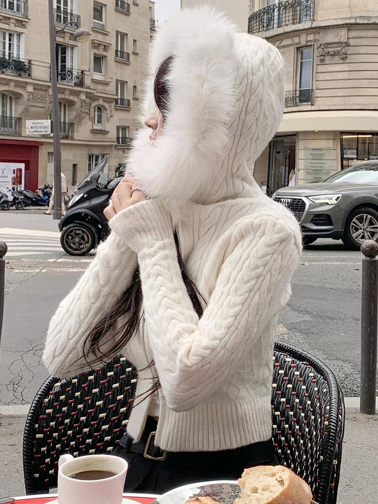 Furry Hooded Sweaters Coat