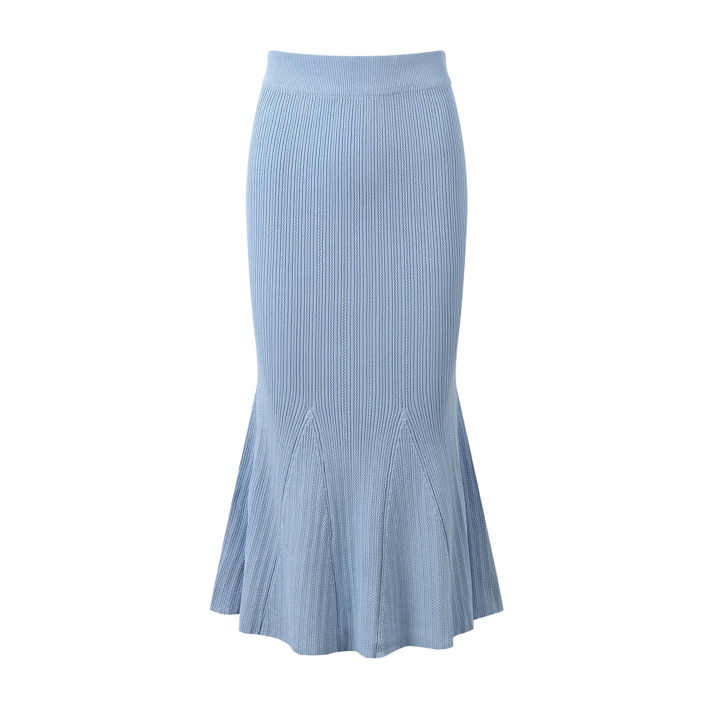 Elegant Flare Sleeve Sweater with Long Mermaid Skirt 2 Piece Knit Set