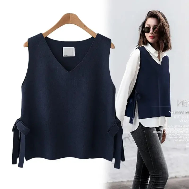 Crop Knit Top Vest Sweater