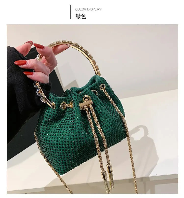 Candy Color Diamonds Drawstring Bucket Bag