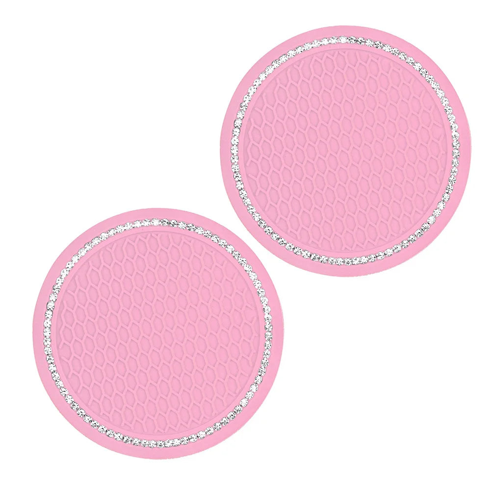 Car Non-slip Water Cup Pad with a Single Row of Bling