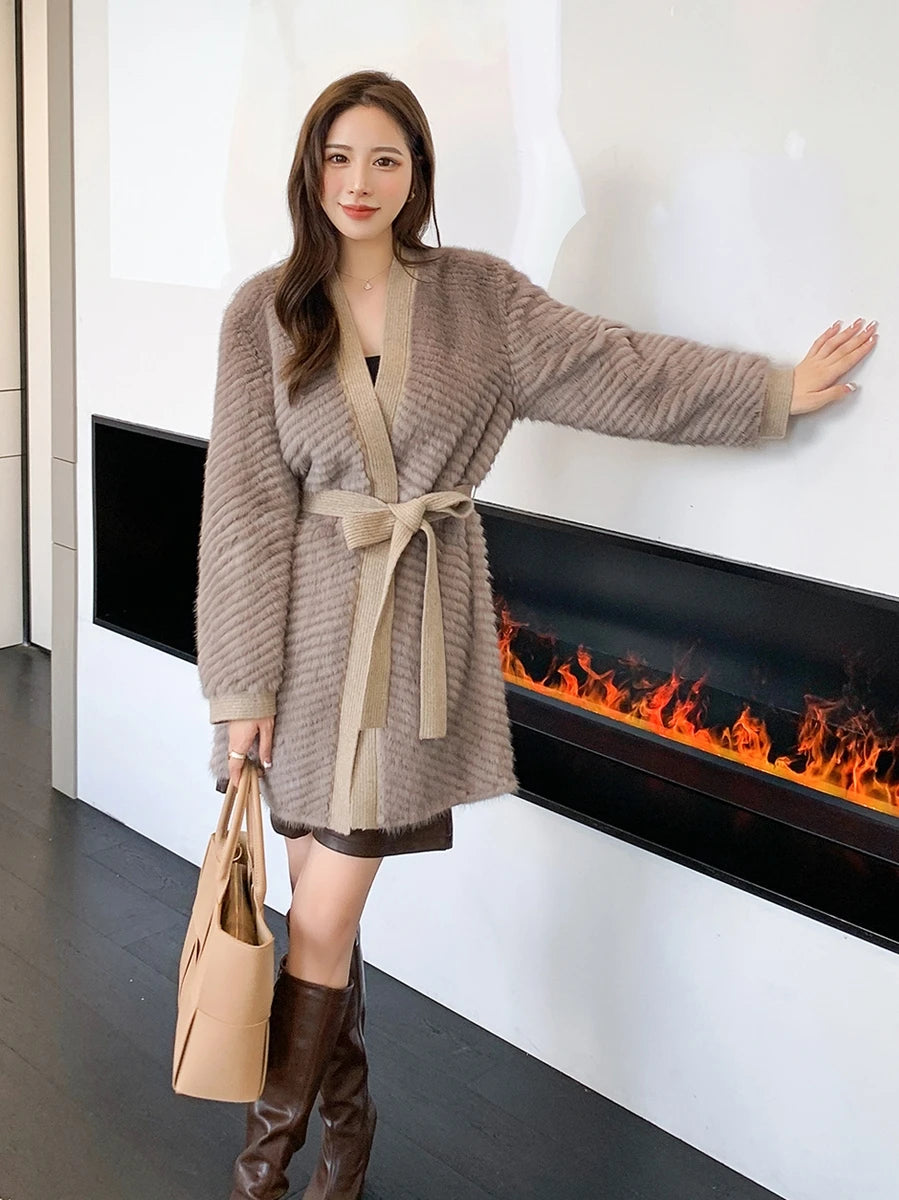 Natural Knitted Mink Fur Jackets