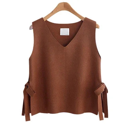 Crop Knit Top Vest Sweater