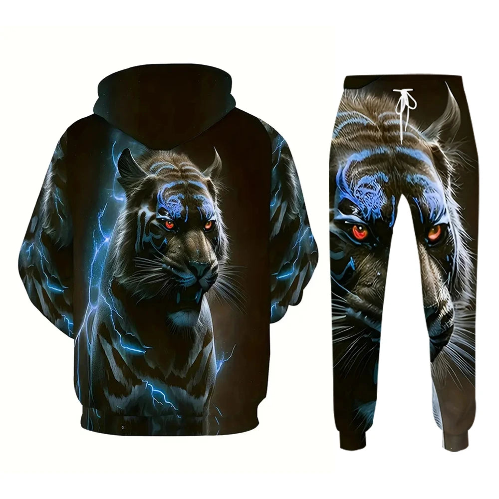 NEW Hoodies Set 3D Print Animal Patterns Men Tracksuit Sets