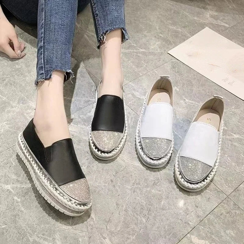 New Crystal Sequins Round Toe Luxury Flat Shoes