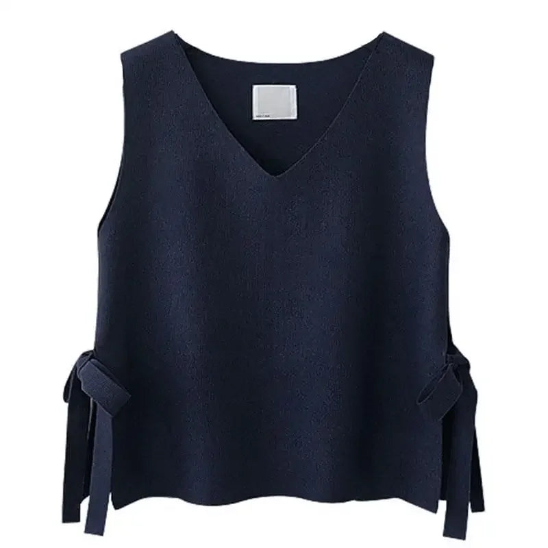 Crop Knit Top Vest Sweater