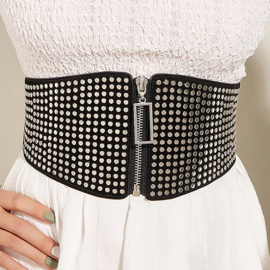 Zipper Goth Plus Size Stretch Cummerbunds Designe Belt