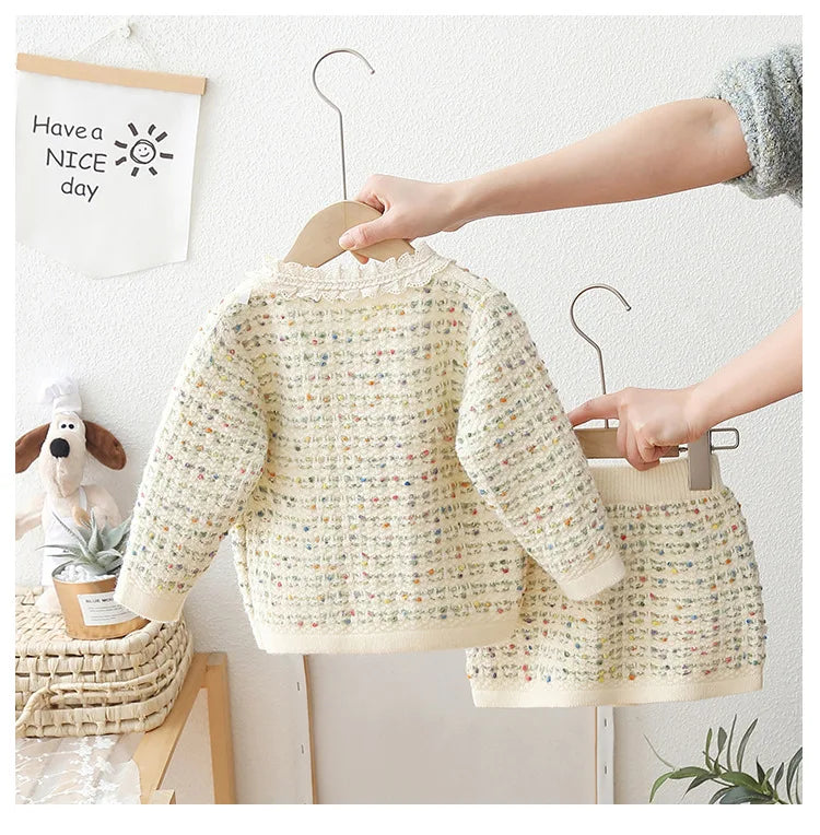 Girls Coco Knitted Sweaters Skirts 2pcs Suit