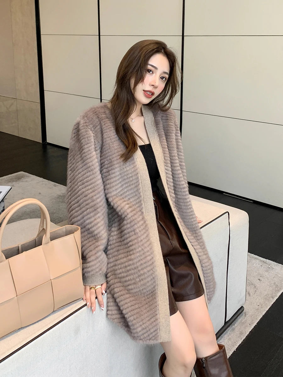 Natural Knitted Mink Fur Jackets