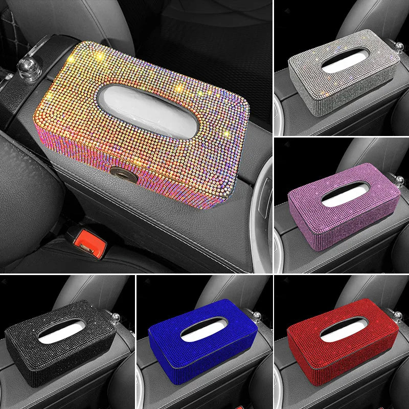 New Luxury Rhinestone Car Tissue Box Holder