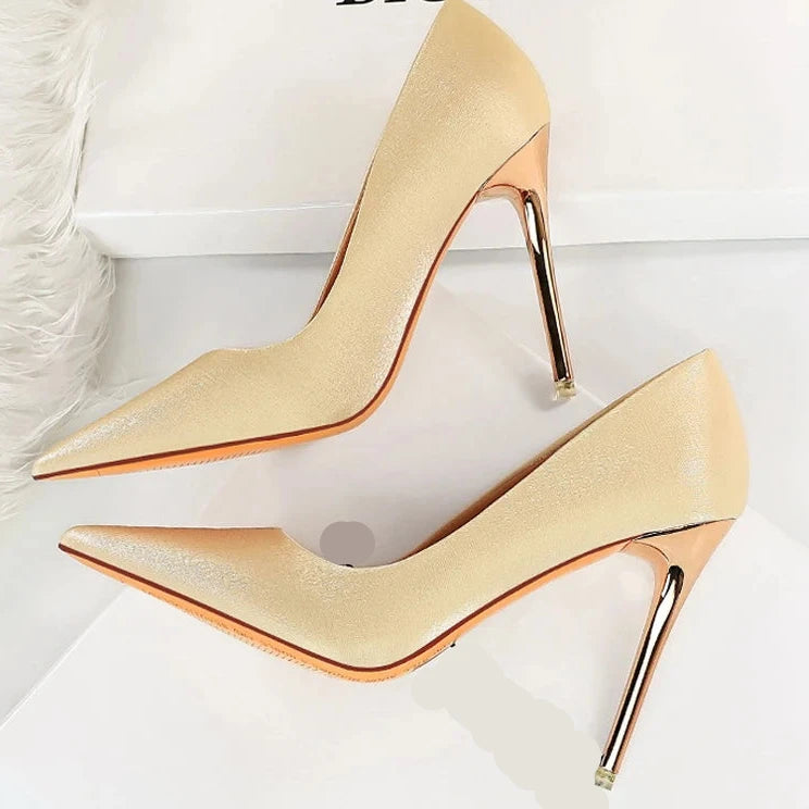 Satin Pumps Stiletto High Heels