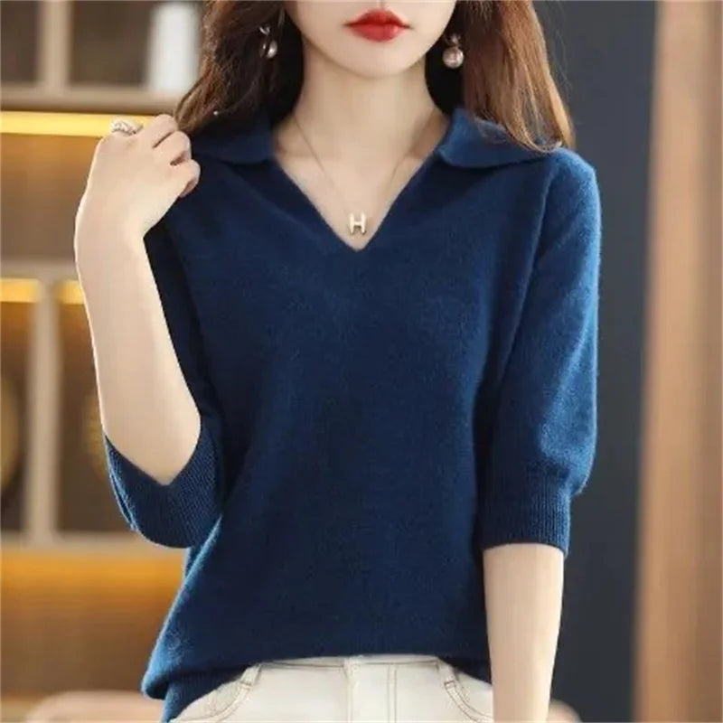 Women Knitted 3/4 length Sleeve Sweaters