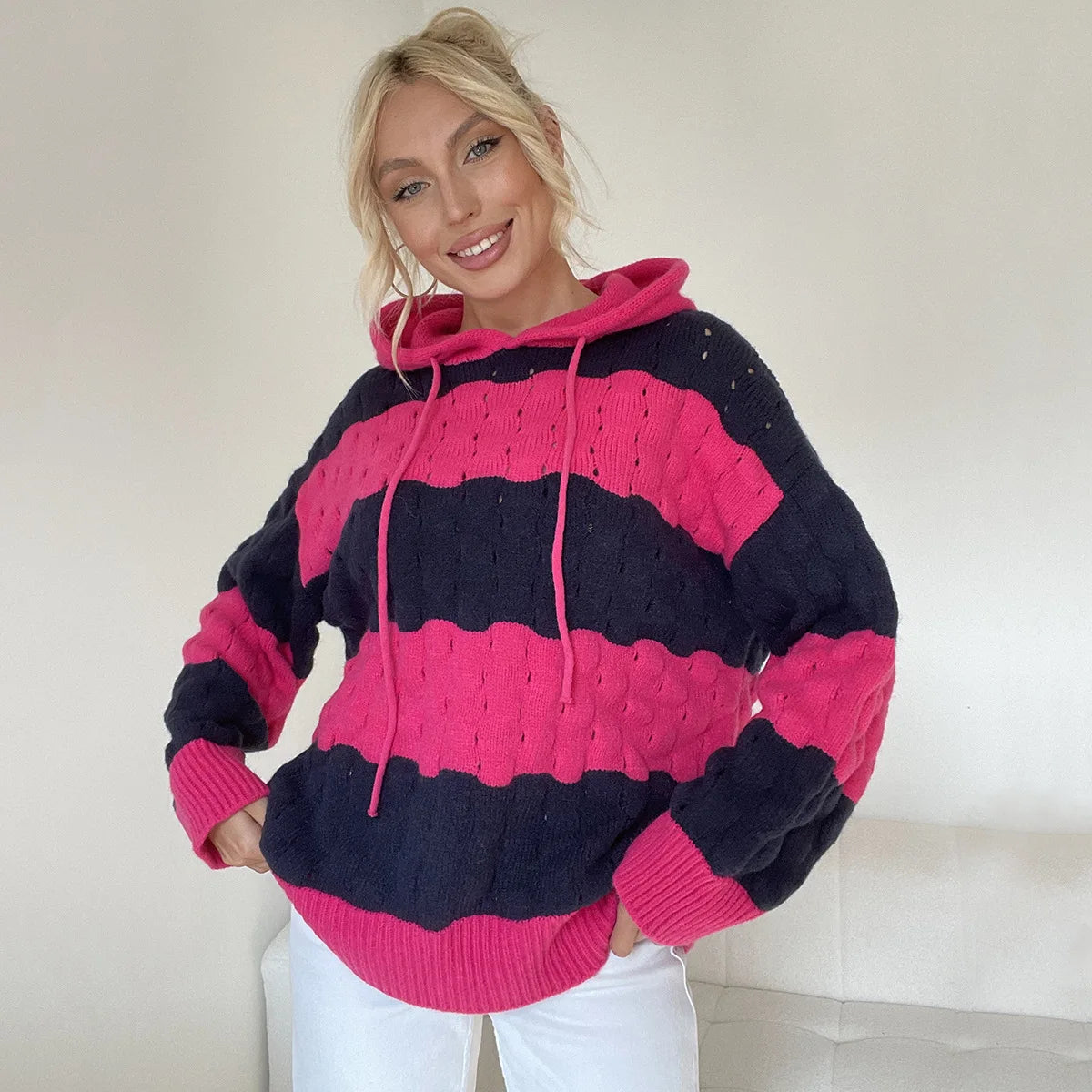 Knitwear Striped Sweater Hoodie