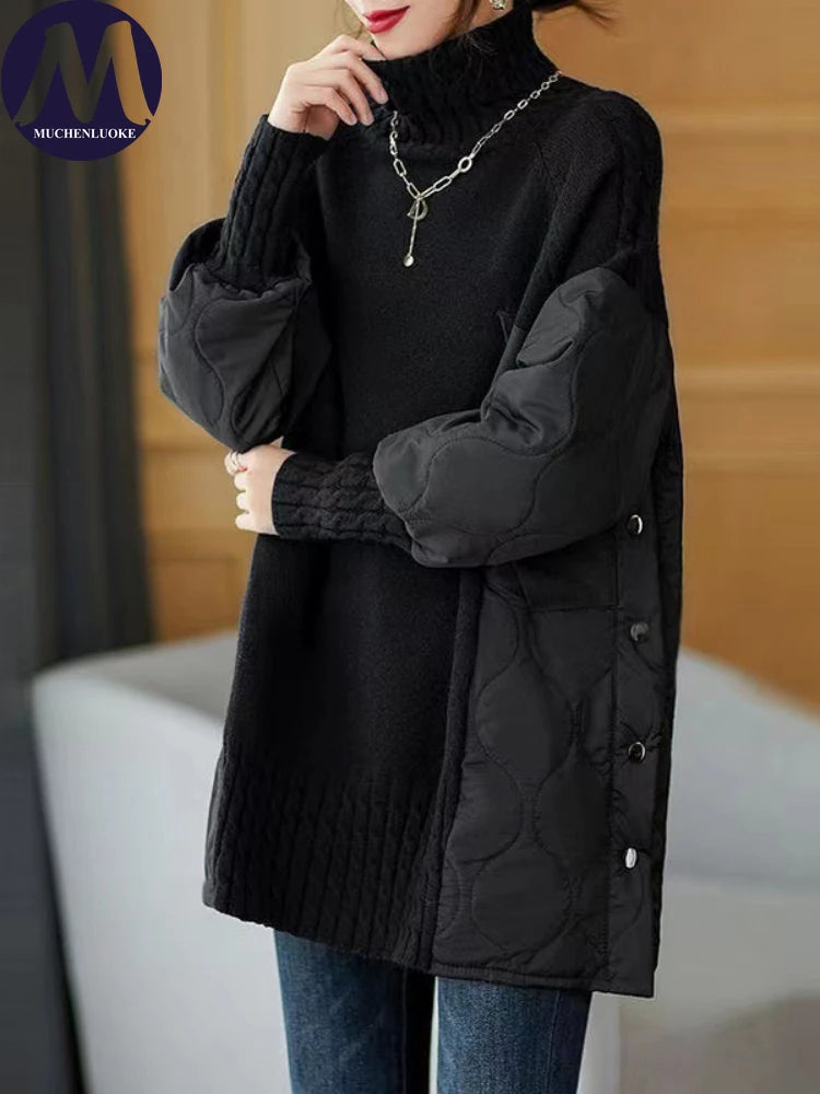 Casual Long Sleeve Loose Turtleneck Knit Sweaters Pullovers
