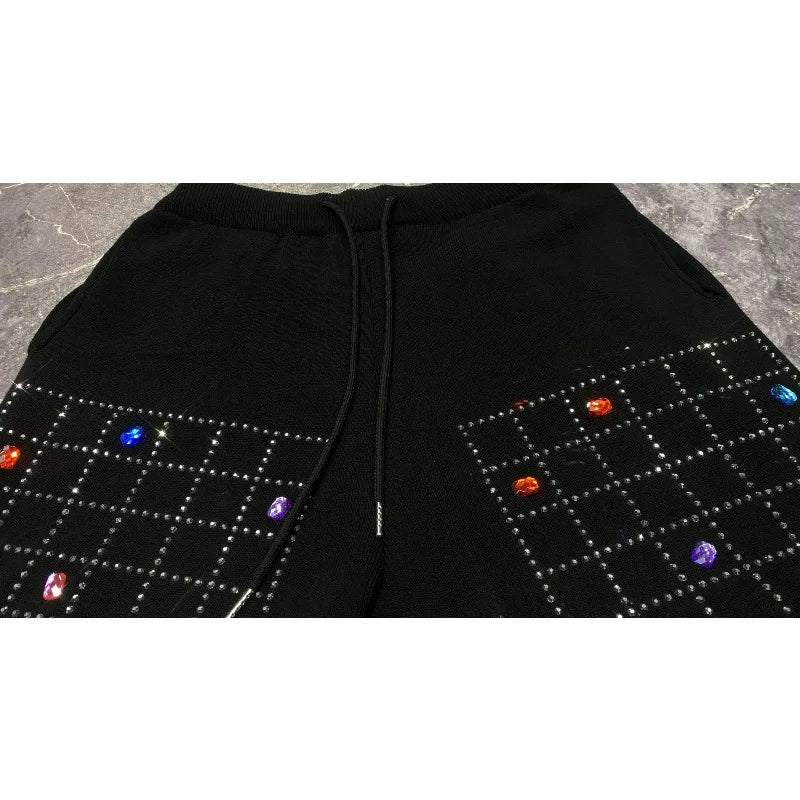 European-style Rhinestone Knitted Sweater Two-piece Set