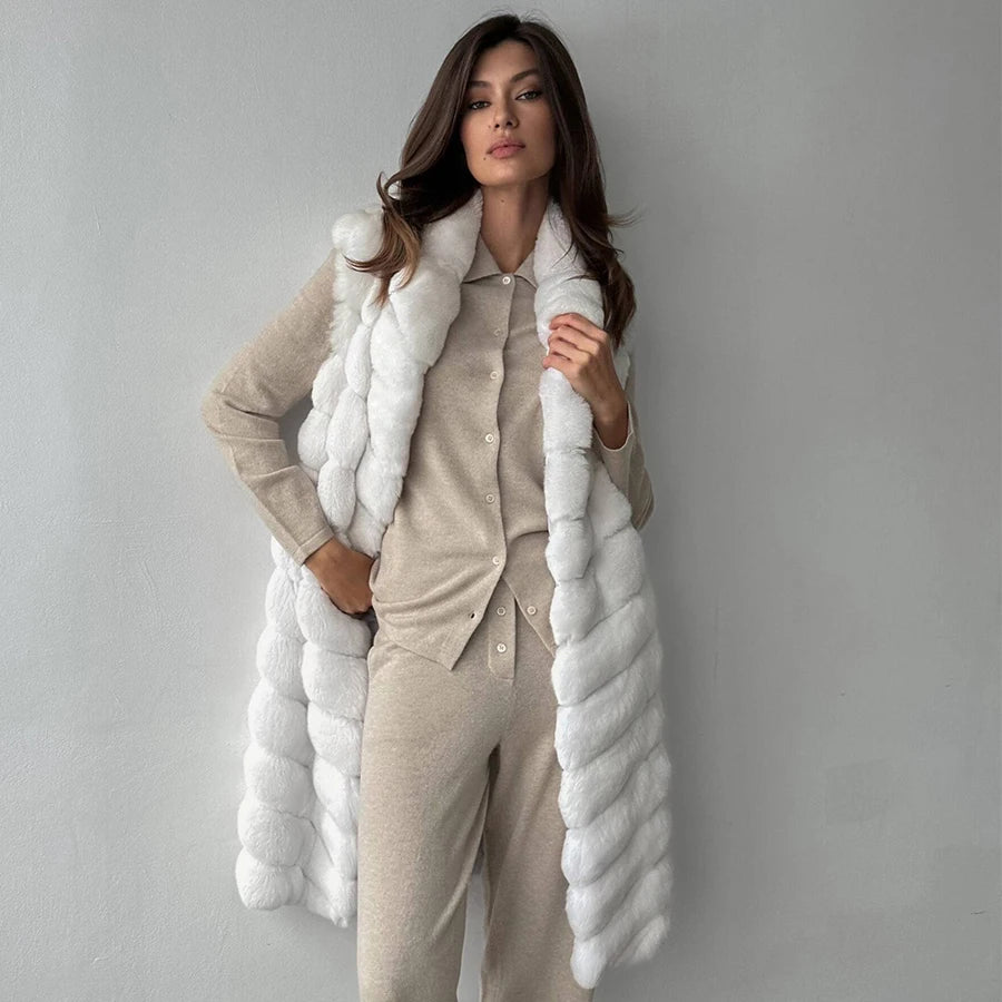 Long Rabbit Fur Vest